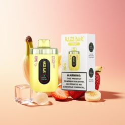 Razz Bar 50K Puffov Tipkovna Naprava Jagoda Banana 1.0 Ohm Mesh Coil 2% Nikotin